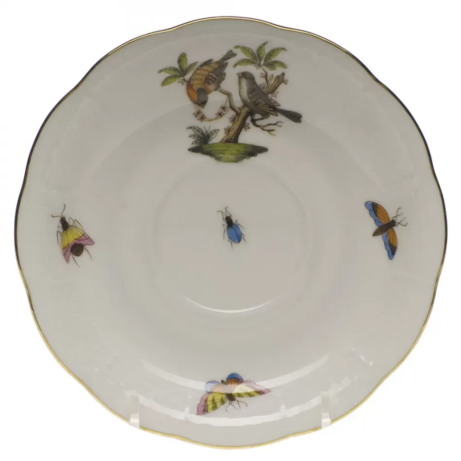 Rothschild Bird Motif 12 Multicolor Tea Saucer 6 in D