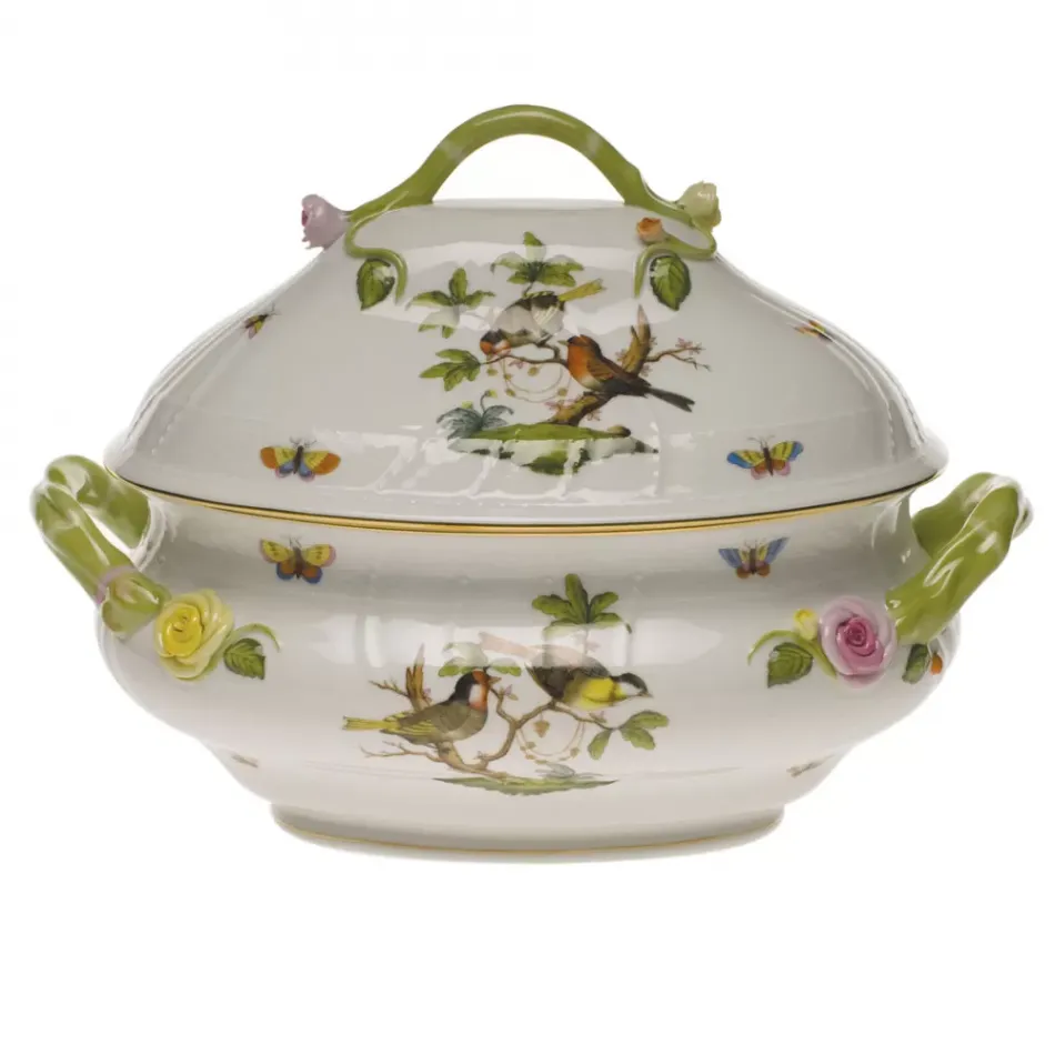 Rothschild Bird Multicolor Tureen With Branch Handles 4 Qt 10 in H