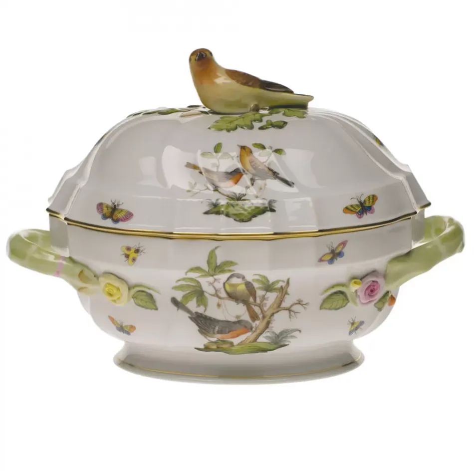 Rothschild Bird Multicolor Tureen With Bird 2 Qt 9.5 in H