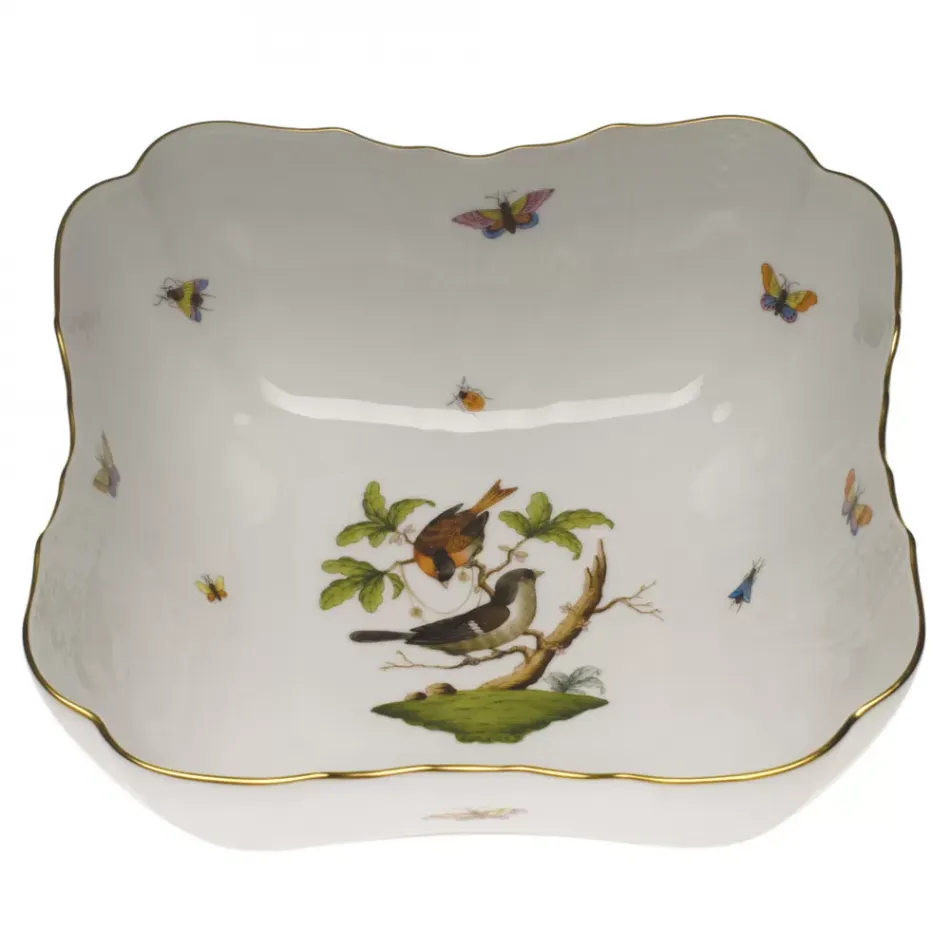 Rothschild Bird Multicolor Square Salad Bowl 10 in Sq