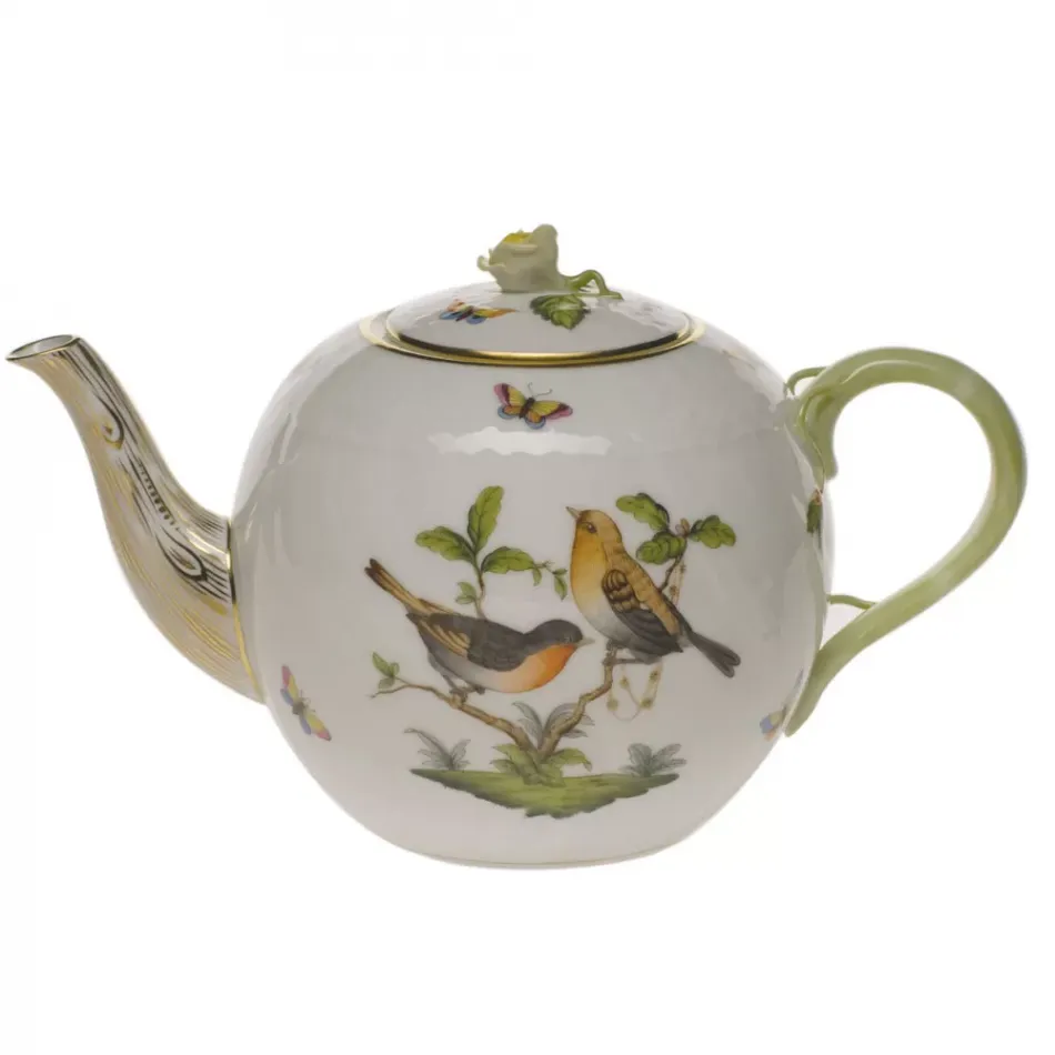 Rothschild Bird Multicolor Tea Pot With Rose 60 Oz 6.5 in H