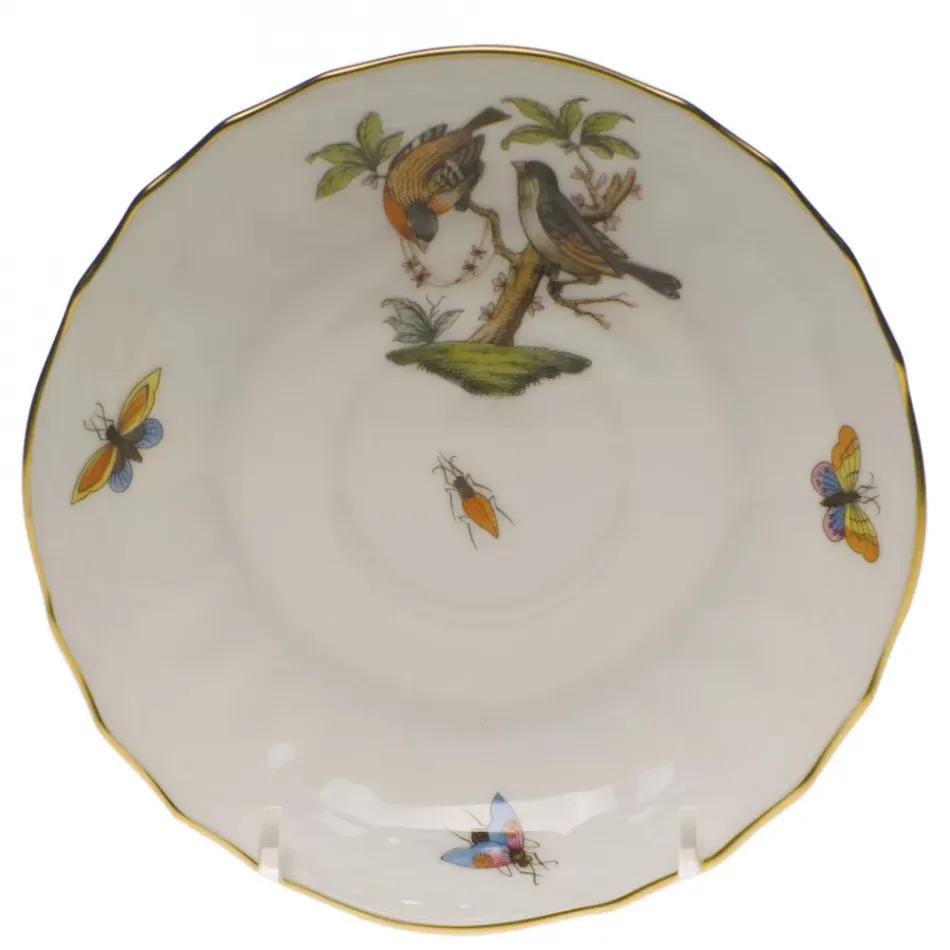 Rothschild Bird Motif 12 Multicolor Canton Saucer 5.5 in D