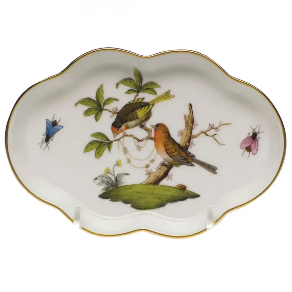 Rothschild Bird Multicolor Small Scalloped Tray 5.5 in L