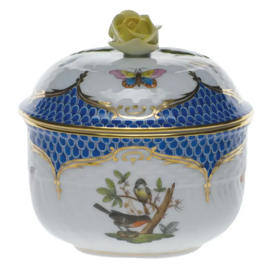 Rothschild Bird Multicolor Covered Sugar With Rose 6 Oz 4 in H