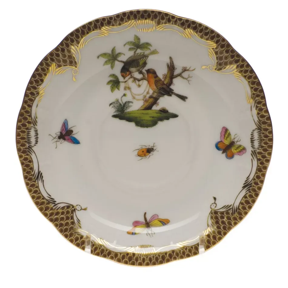 Rothschild Bird Motif 10 Multicolor Tea Saucer 6 in D