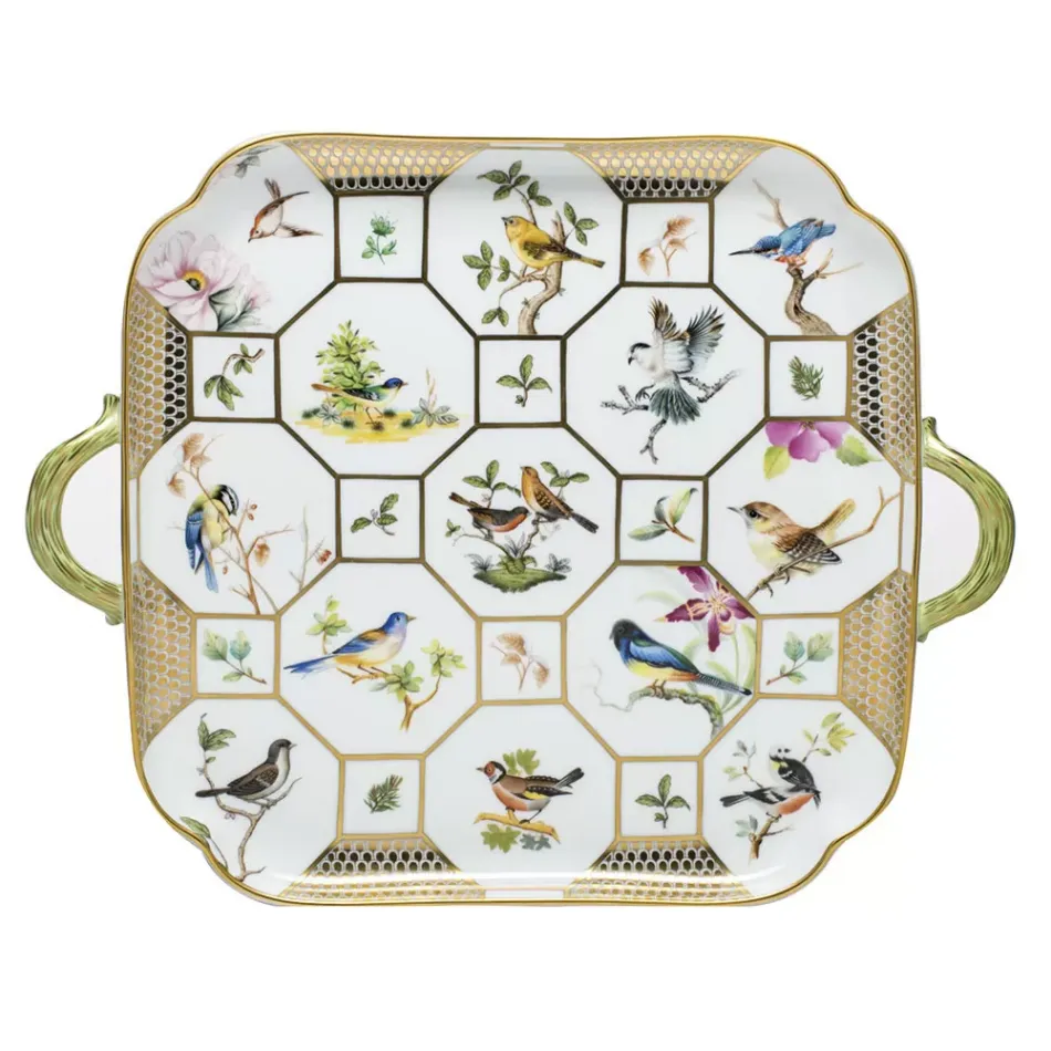 Birds Of Herend Tray Multicolor 12.75 in L X 12.75 in W