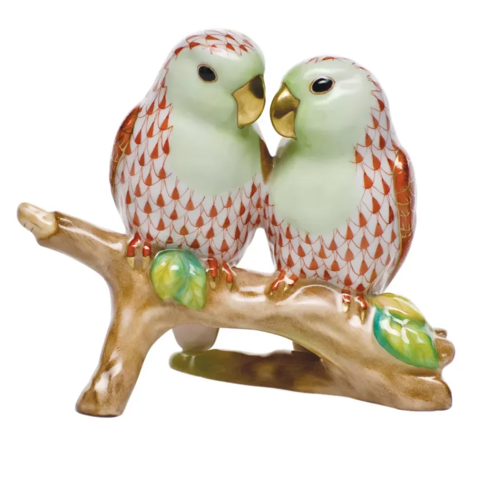 Love Birds On Branch Rust 4 in H