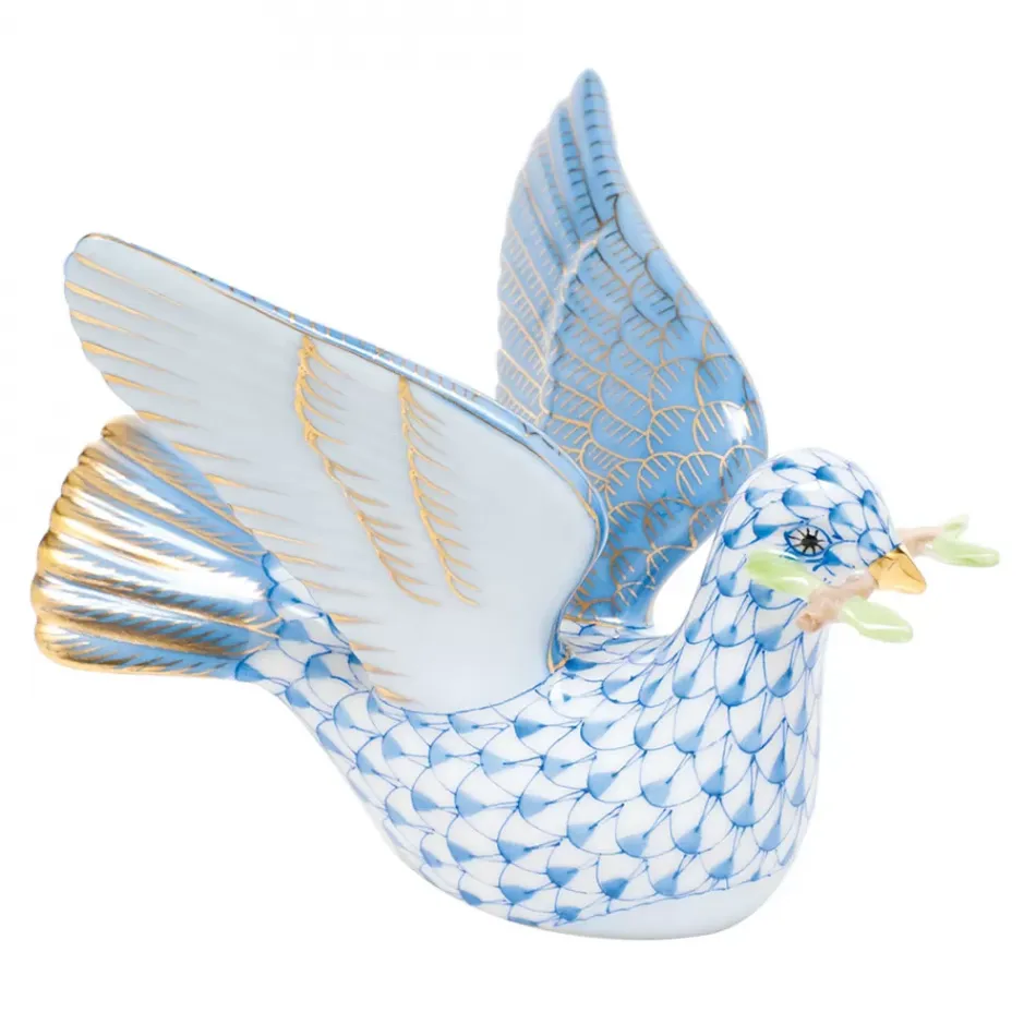 Peace Dove With Branch Blue 4 in L X 3 in H