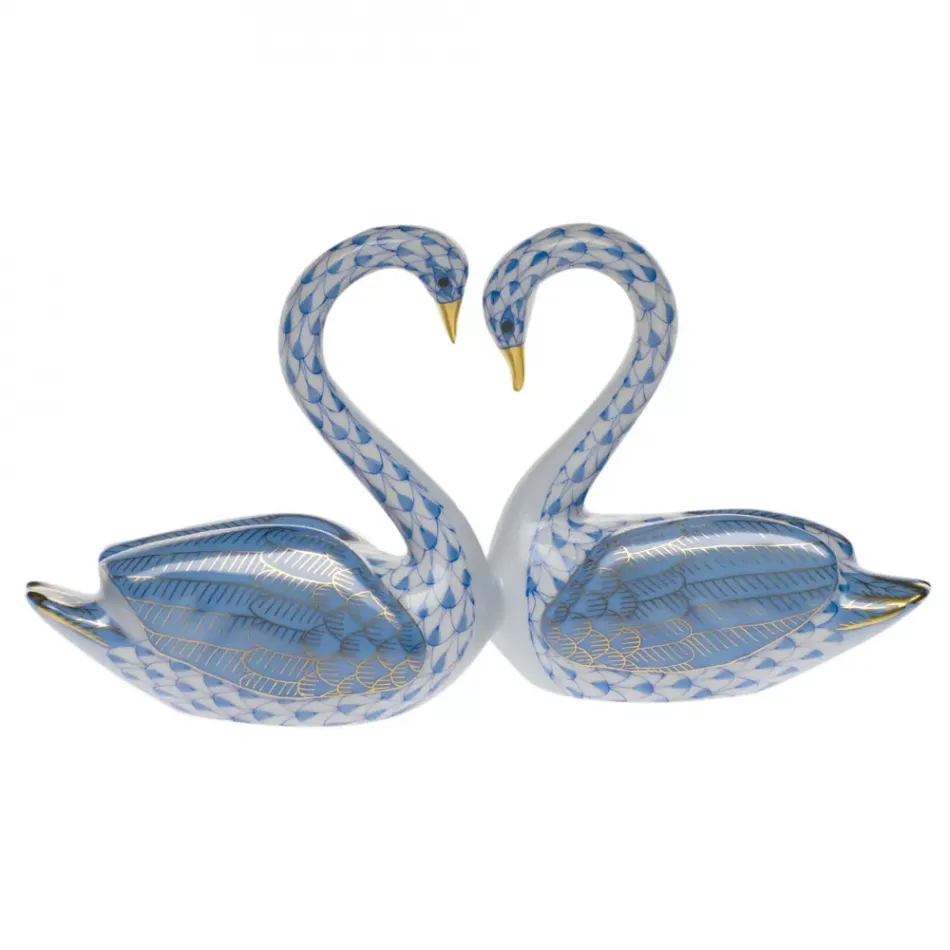 Kissing Swans Blue 6.5 in L X 3.5 in H