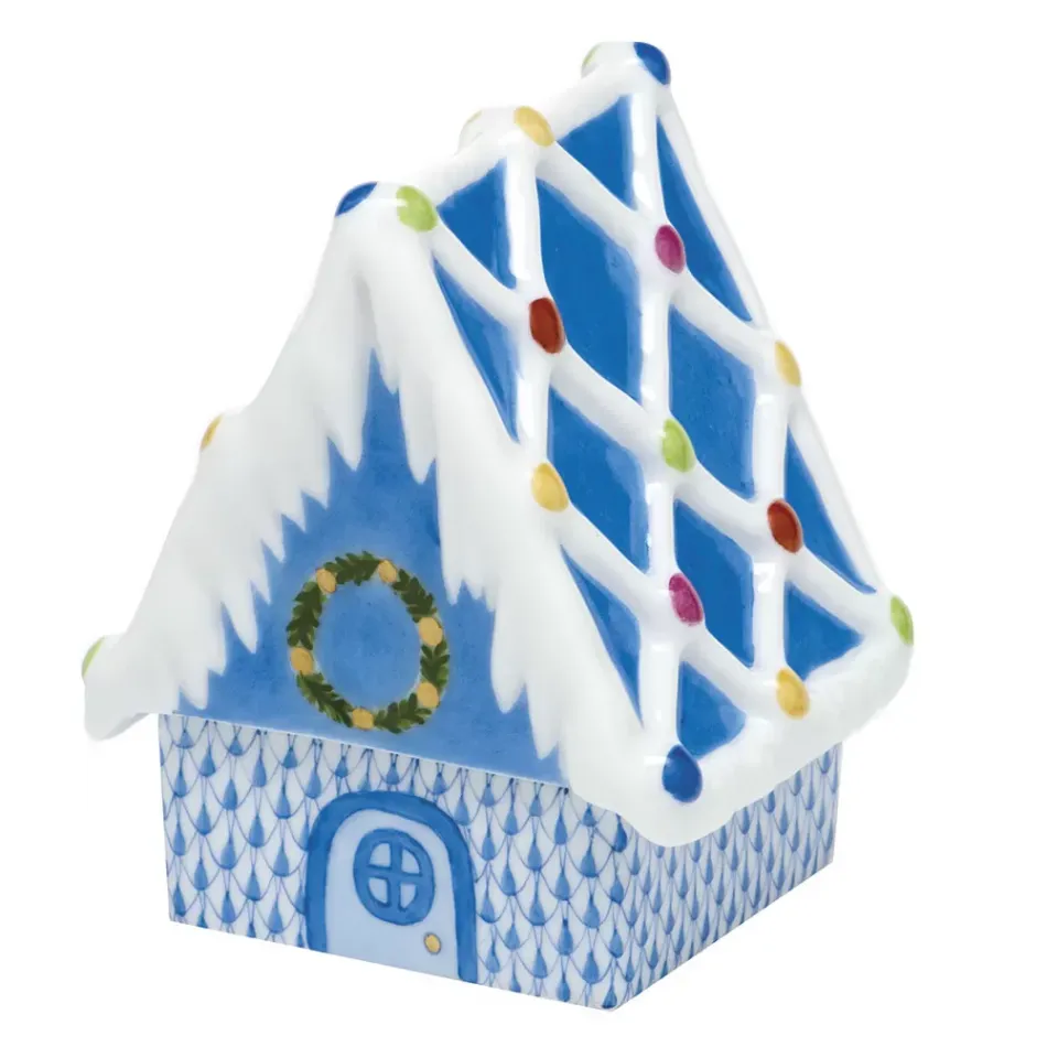 Gingerbread House Blue 2.75 in L X 3.5 in H