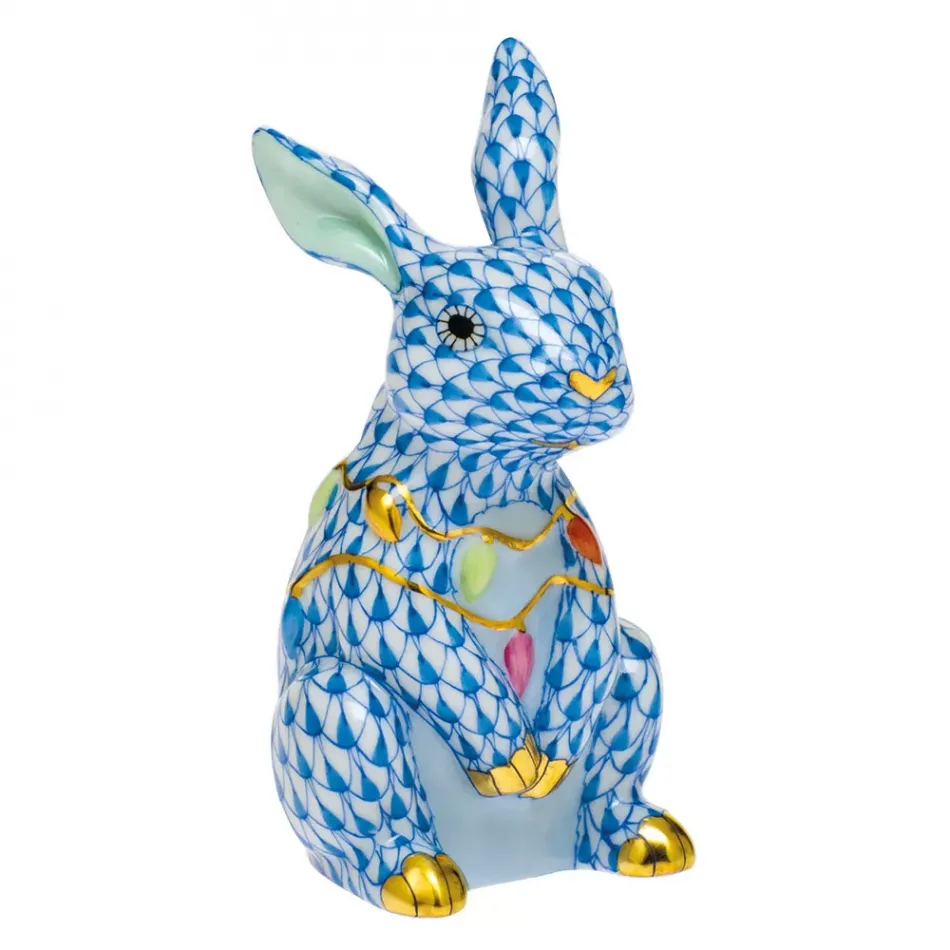 Bunny With Christmas Lights Blue 2 in L X 1.75 in W X 3.5 in H