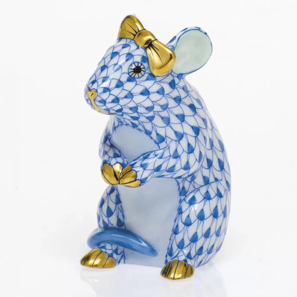 Mouse With Bow Blue 2 in L X 1.5 in W X 2.5 in H