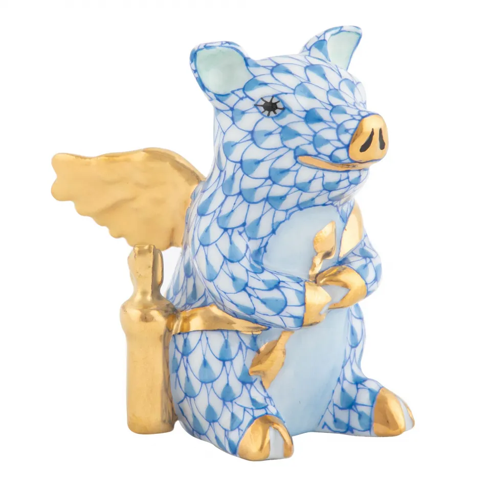 Cupid Piggy Blue 1.75 in L X 1.25 in W X 2 in H