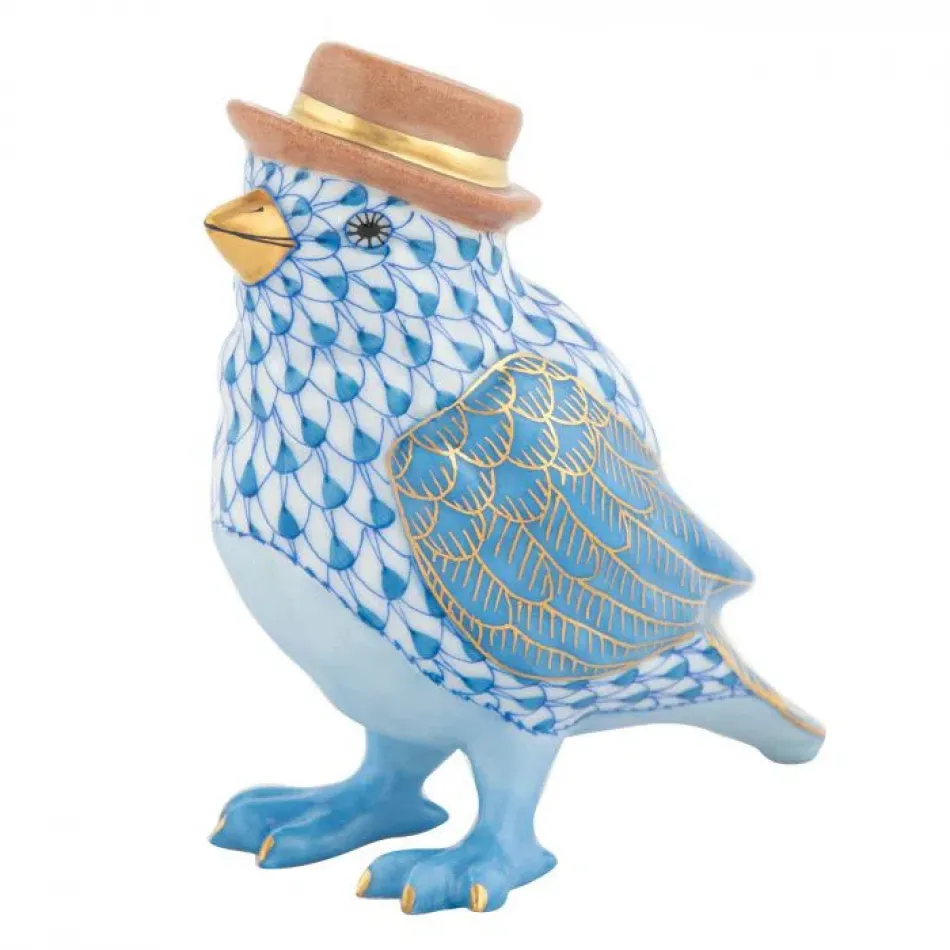 Bird With Hat Blue 2.75 in L X 1.5 in W X 3.25 in H