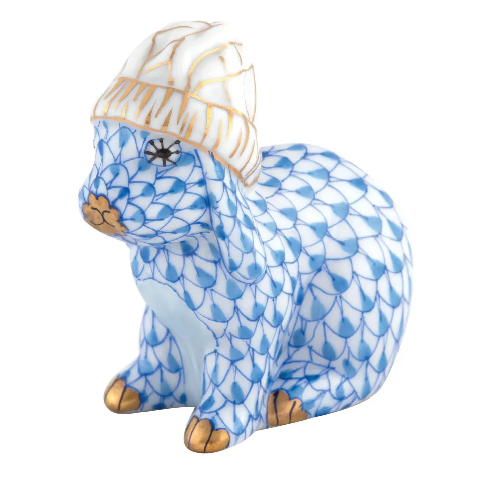 Bunny With Winter Hat Blue 2 in L X 1 in W X 2 in H