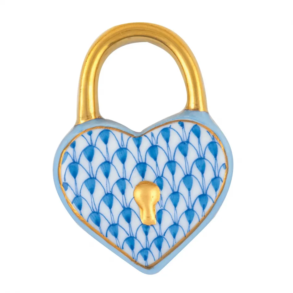 Heart Lock Blue 1.25 in L X 1.75 in W X 0.25 in H