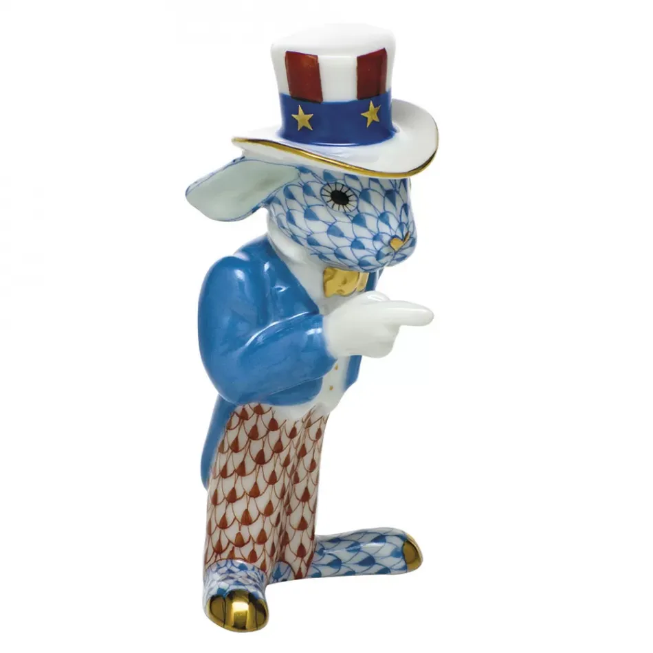 Patriotic Bunny Blue-Rust
