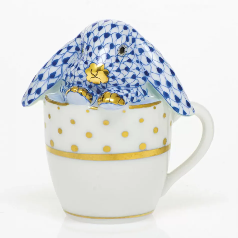 Tea Cup Bunny Sapphire 2.25 in L X 1.75 in W X 2.5 in H