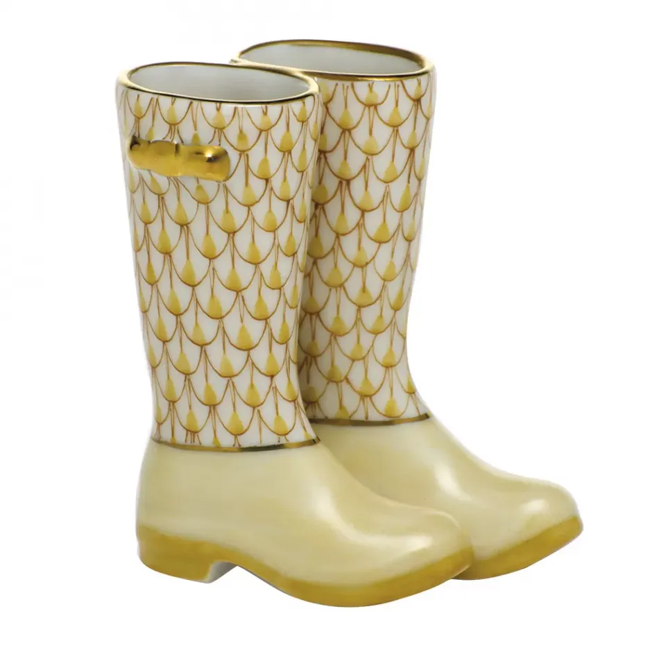 Pair Of Rain Boots Butterscotch 2.25 in L X 2.5 in H