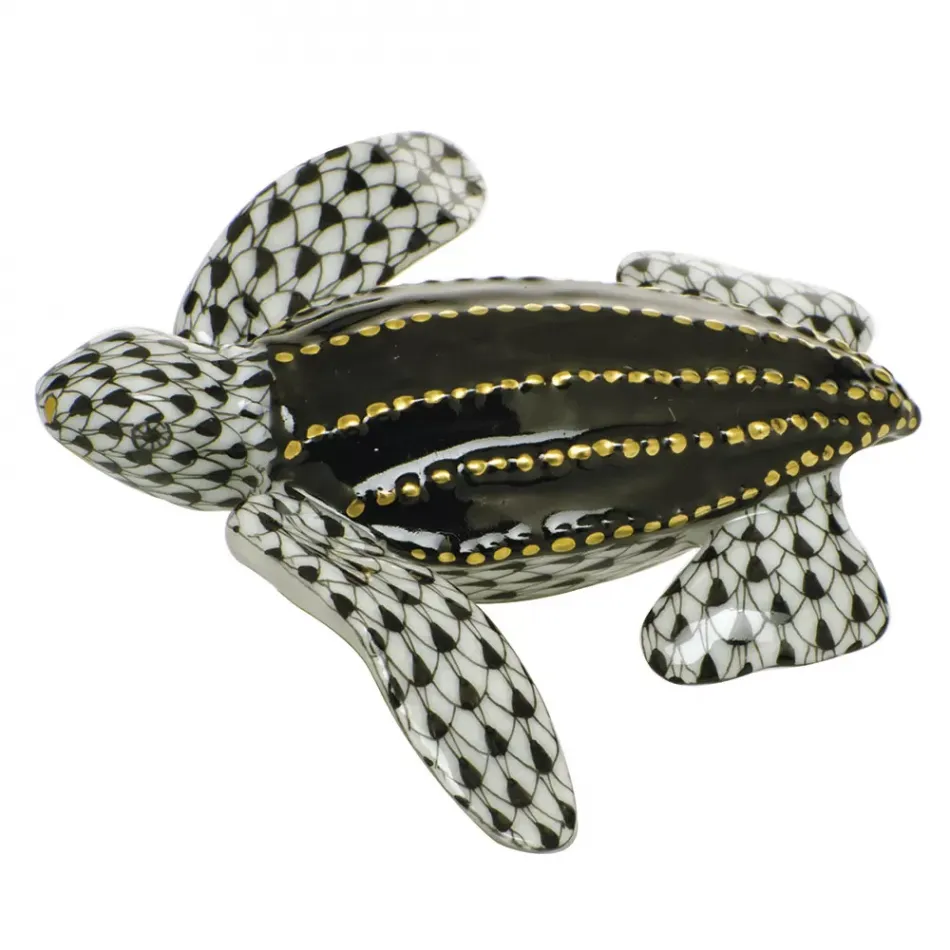 Young Leatherback Turtle Black 3.75 in L X 0.75 in H