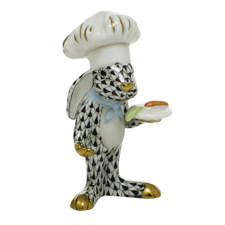 Chef Bunny Black 1.75 in L X 3.25 in H