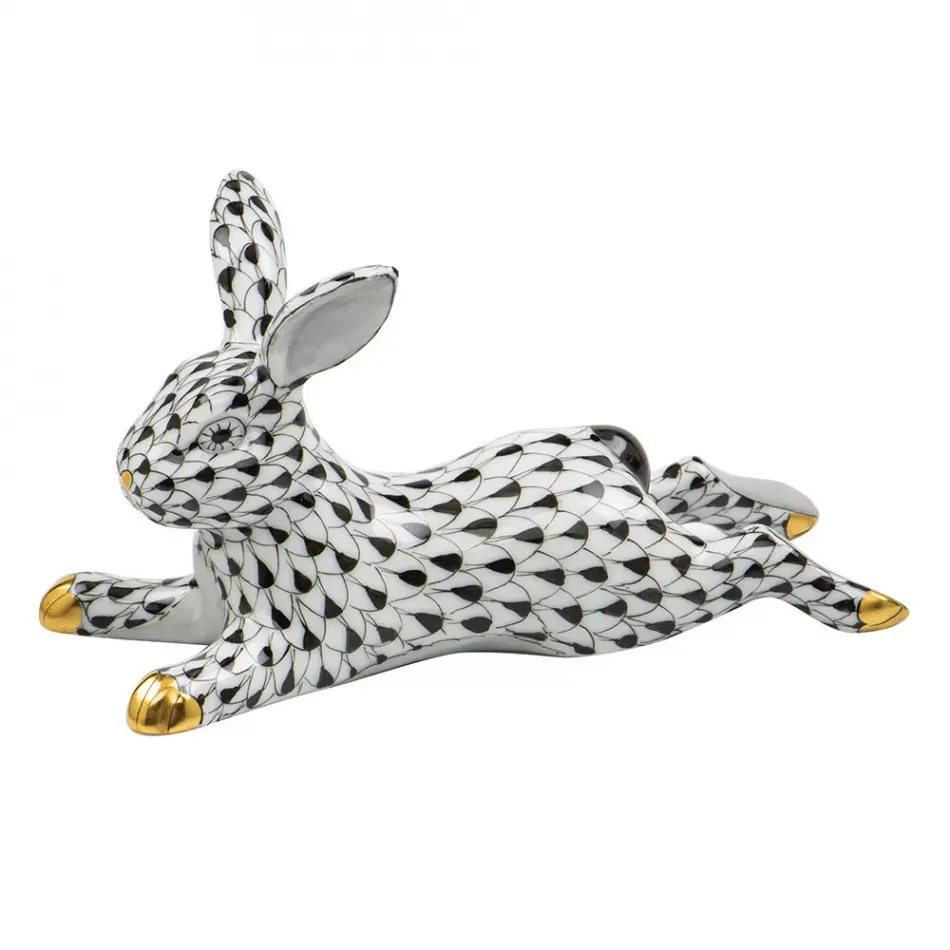 Lounging Bunny Black 4.25 in L X 2 in W X 2.25 in H