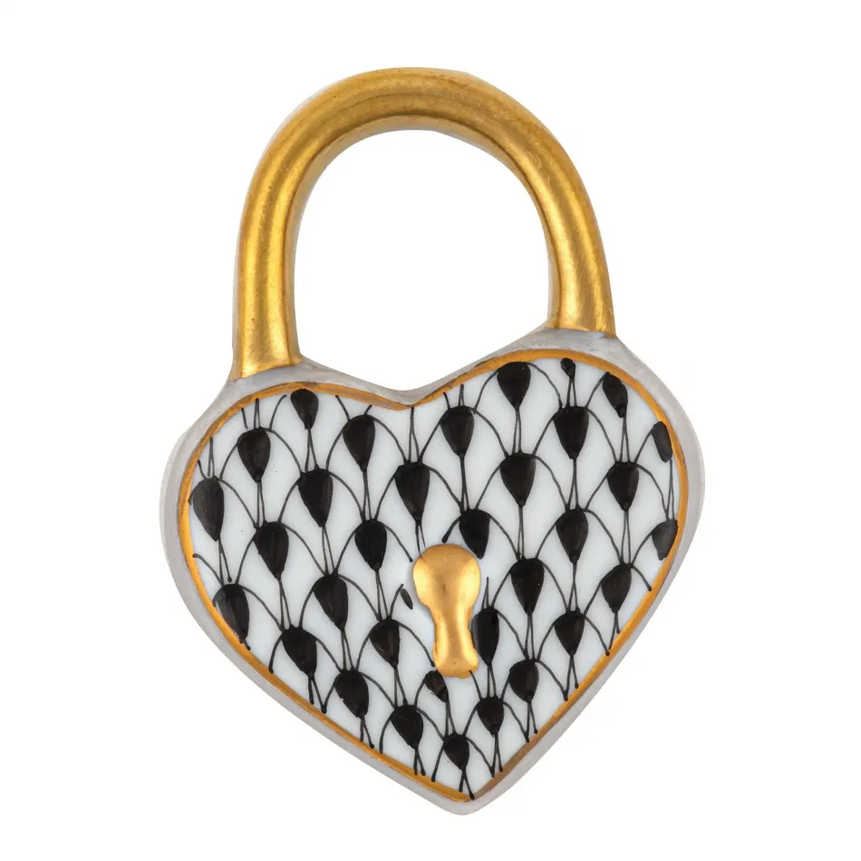 Heart Lock Black 1.25 in L X 1.75 in W X 0.25 in H