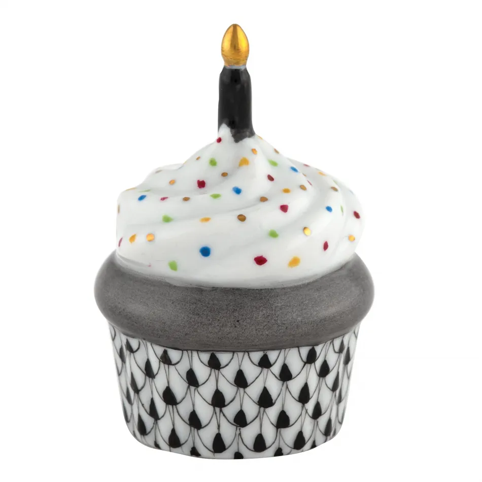 Cupcake With Candle Black 2.25 in H X 1.5 in D