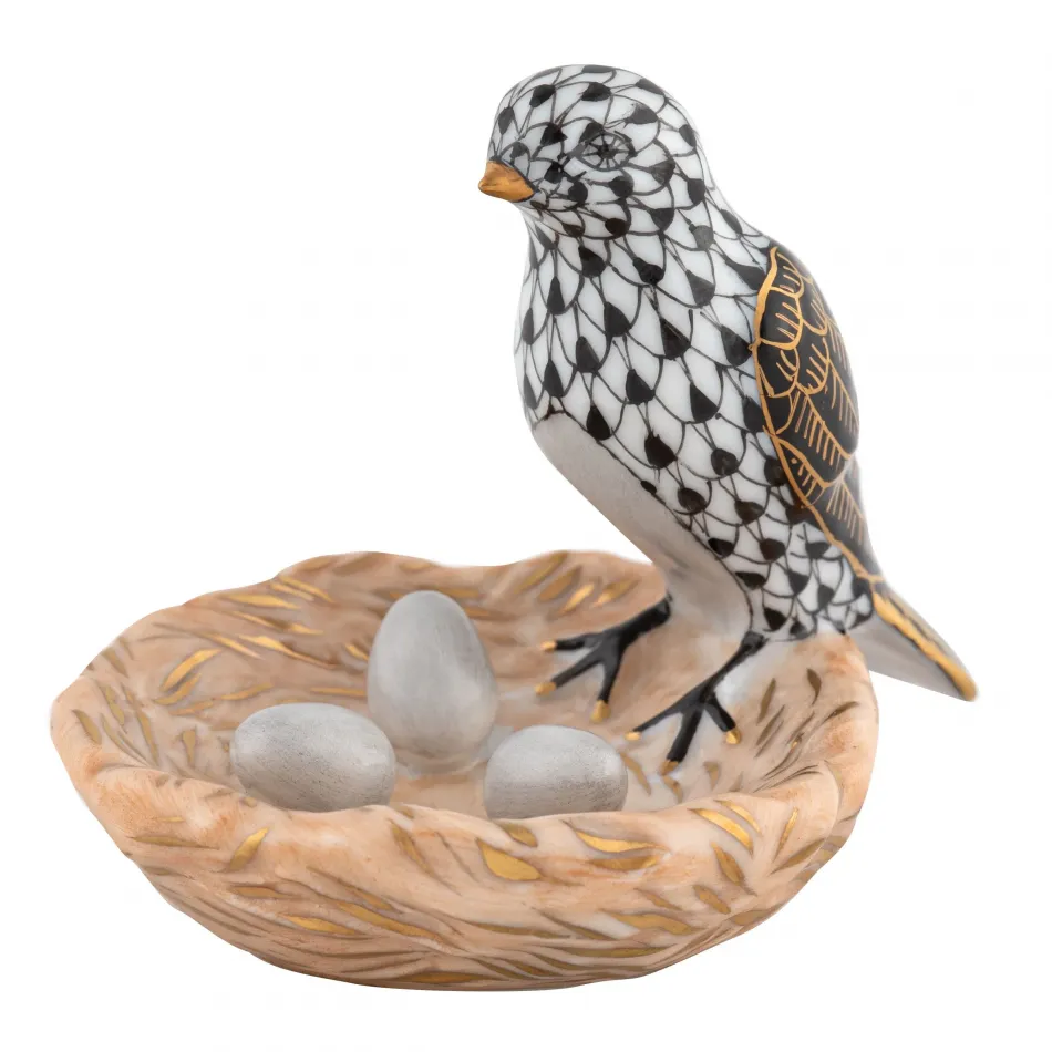 Bird With Nest Black 2.75 in L X 2.25 in W X 2 in H