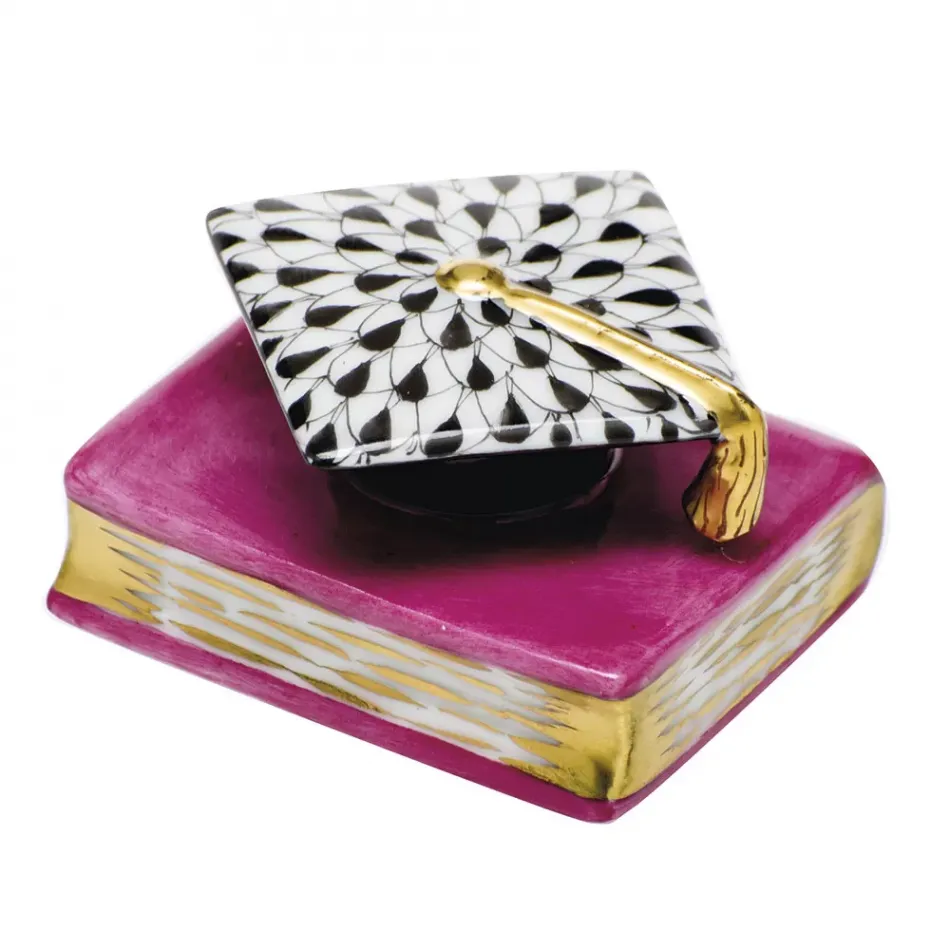 Graduation Cap Black/Pink 1.5 in L X 1 in H