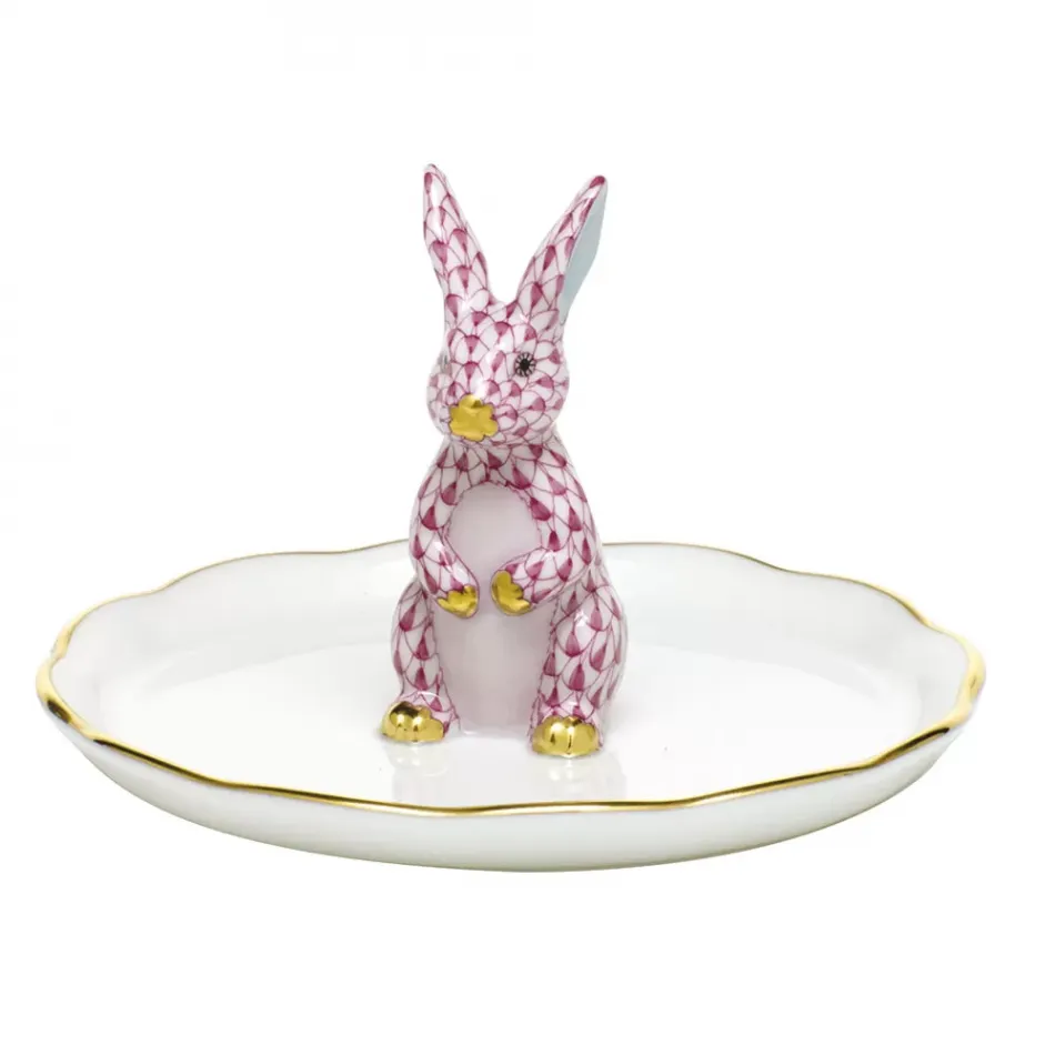 Bunny Ring Holder Raspberry 2.25 in H X 4 in D