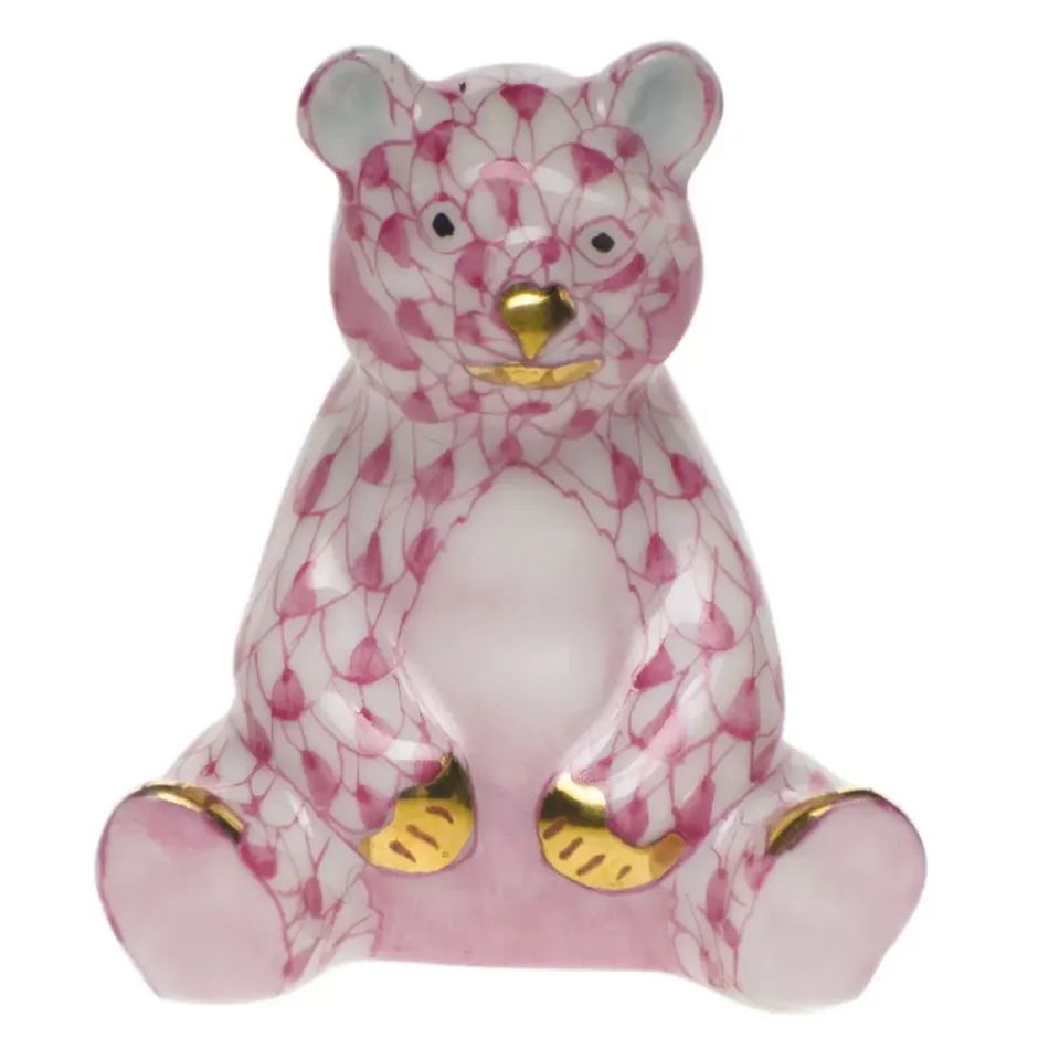 Miniature Baby Bear Sitting Raspberry 1.5 in H