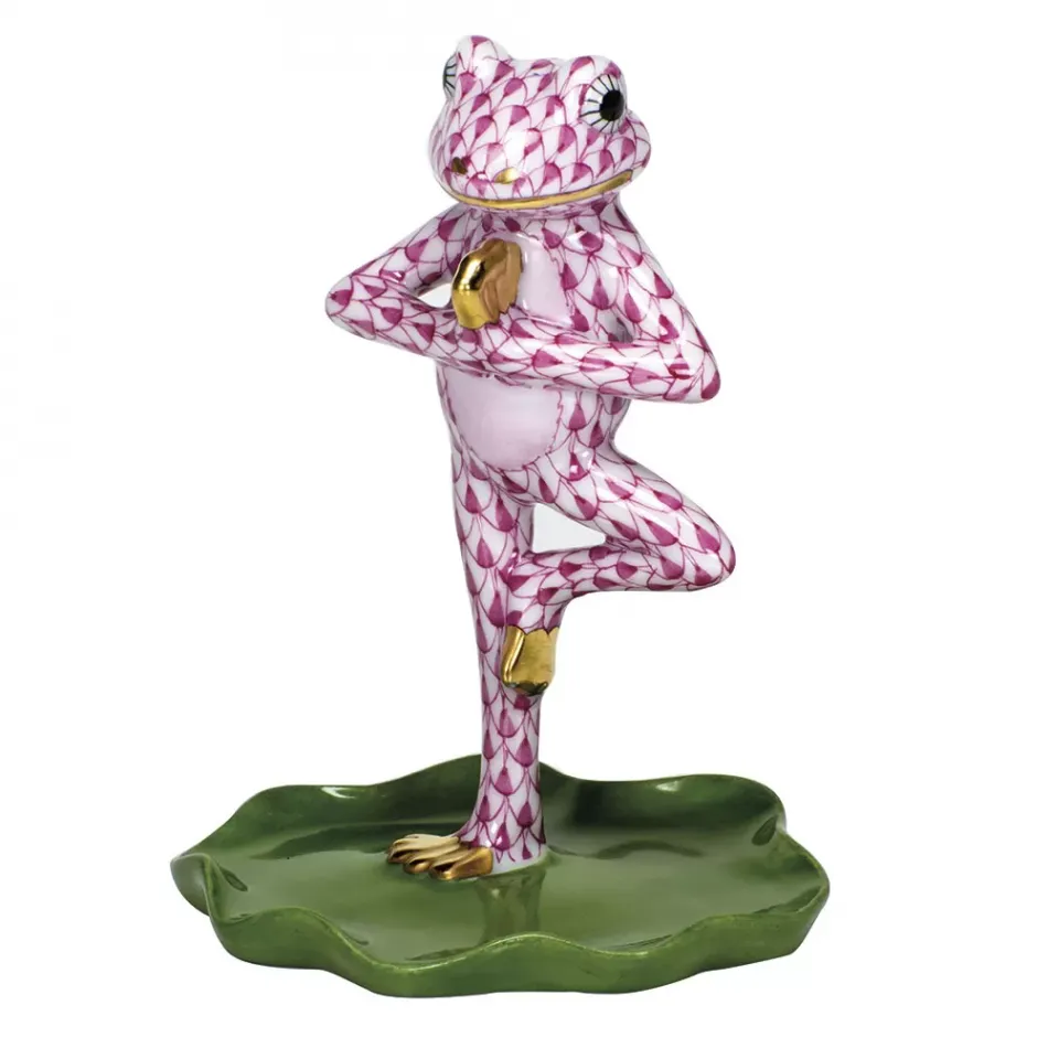 Yoga Frog in Tree Pose Raspberry 2.75 in L X 3.5 in H