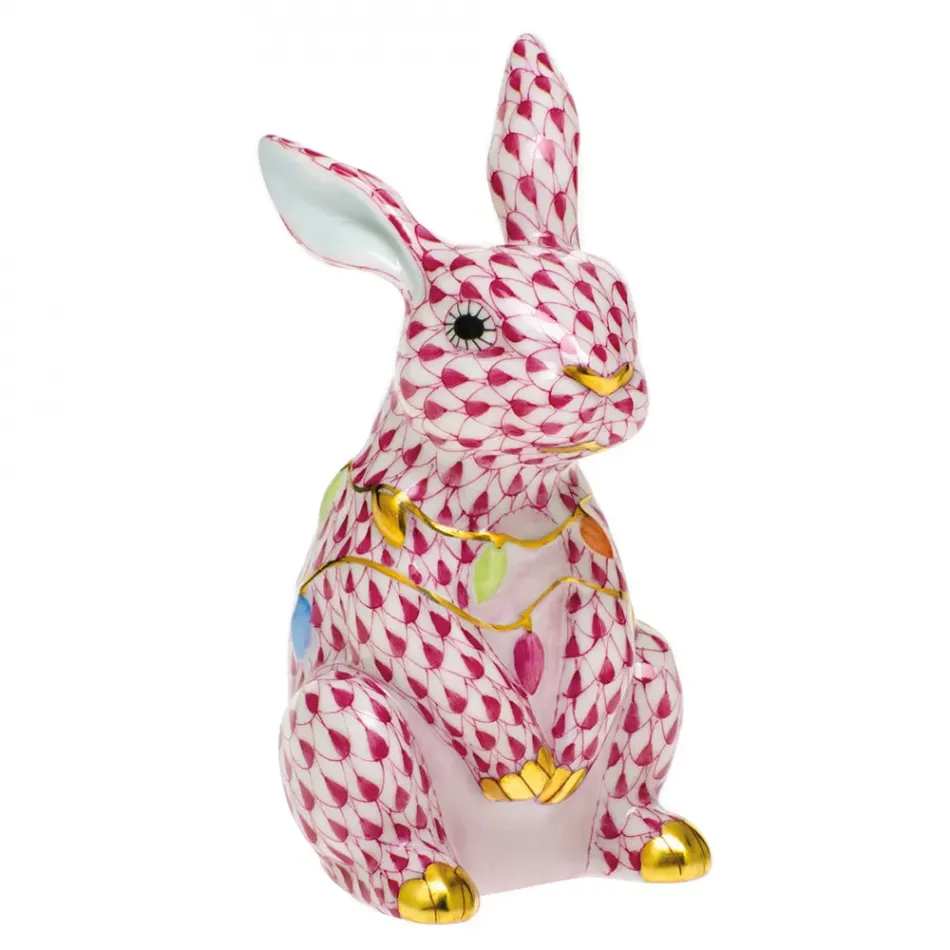Bunny With Christmas Lights Raspberry 2 in L X 1.75 in W X 3.5 in H