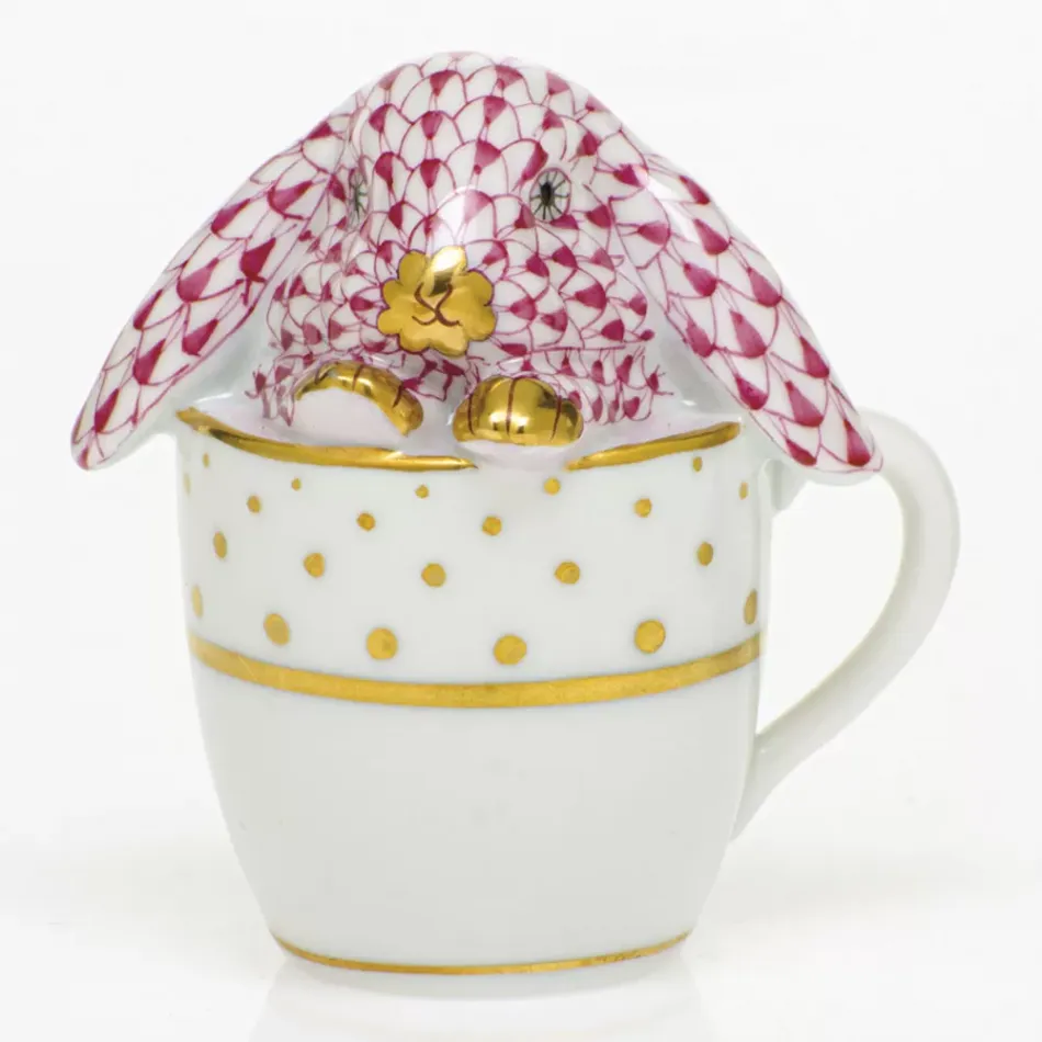 Tea Cup Bunny Raspberry 2.25 in L X 1.75 in W X 2.5 in H