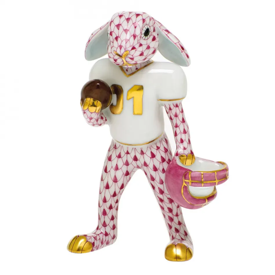 Football Bunny Raspberry 2.5 in L X 1.25 in W X 3.75 in H