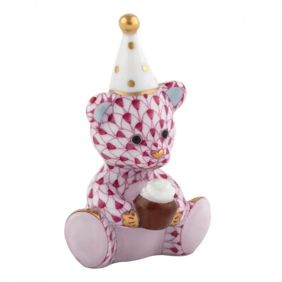 Birthday Bear Raspberry 1.5 in L X 1.25 in W X 2.5 in H