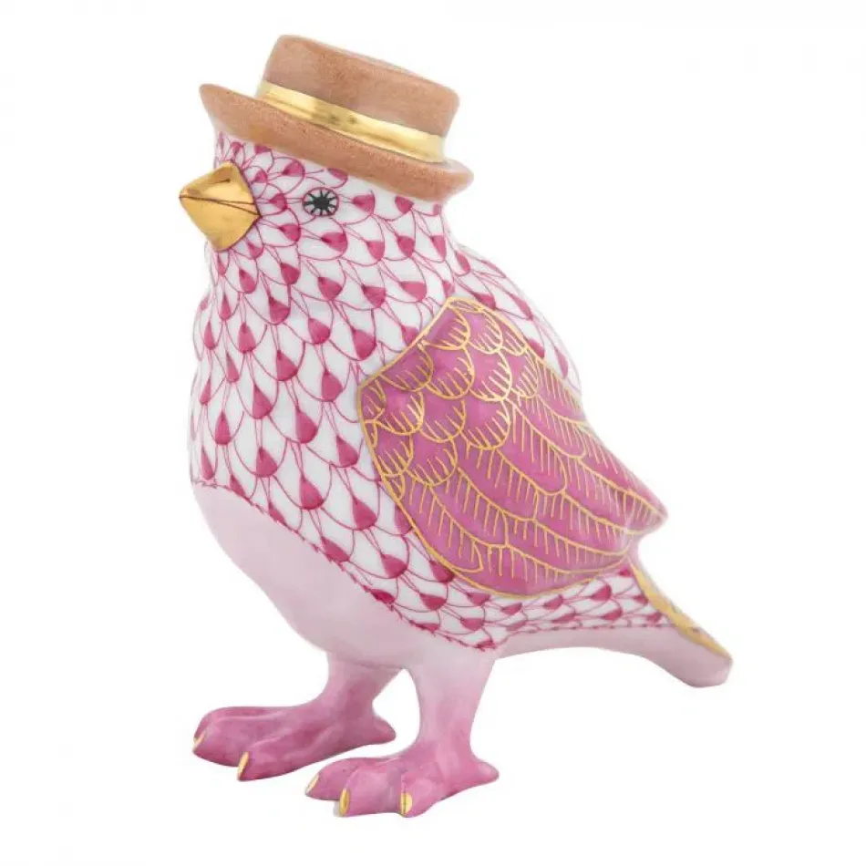 Bird With Hat Raspberry 2.75 in L X 1.5 in W X 3.25 in H
