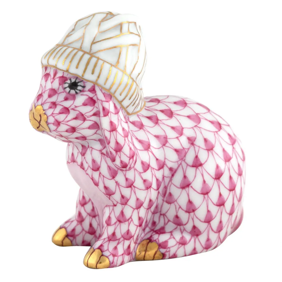 Bunny With Winter Hat Raspberry 2 in L X 1 in W X 2 in H