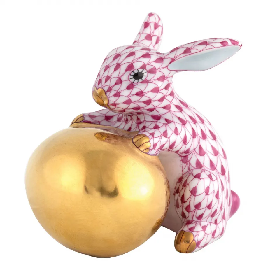 Bunny With Egg Raspberry 2.5 in L X 1.75 in W X 2.25 in H