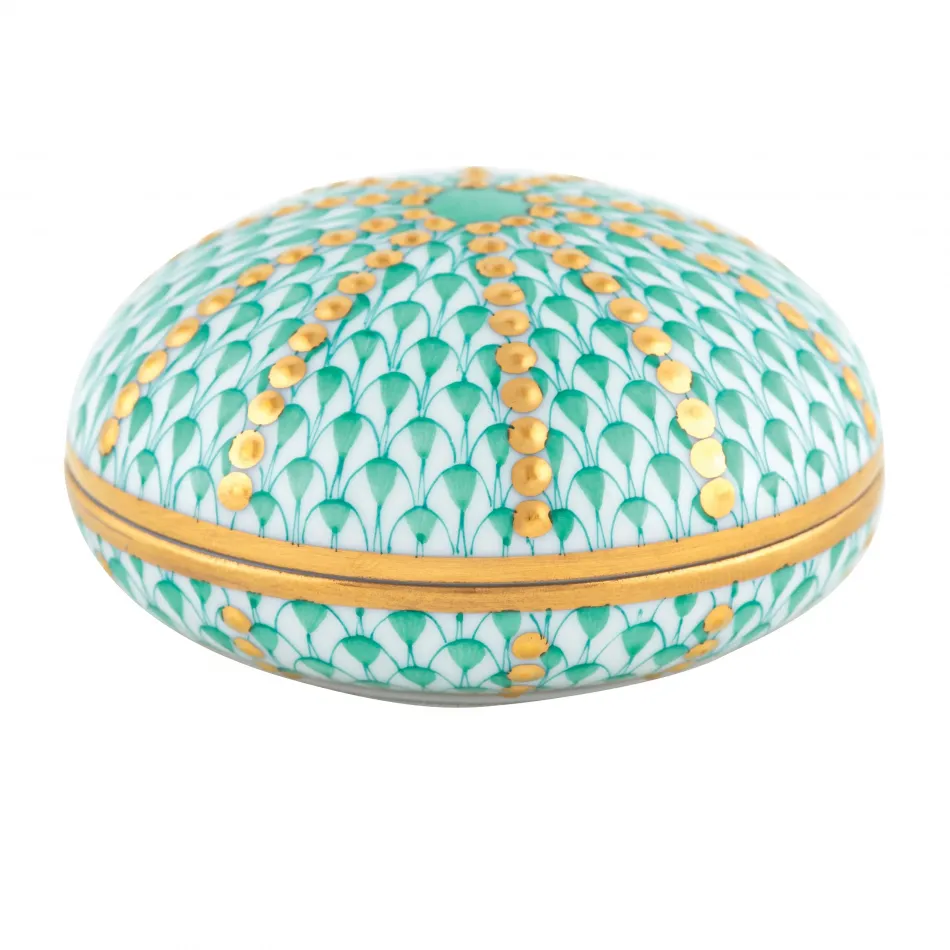 Sea Urchin Box Green 1.5 in H X 2.5 in D