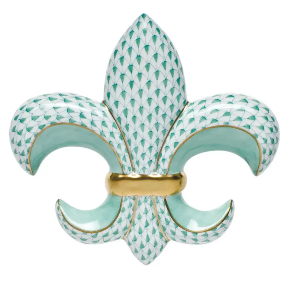 Fleur De Lis Green 4.75 in L X 5 in W