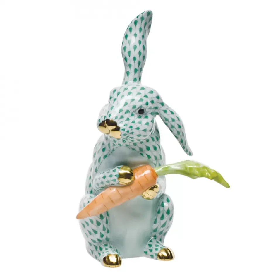 Large Bunny With Carrot Green 7.75 in H