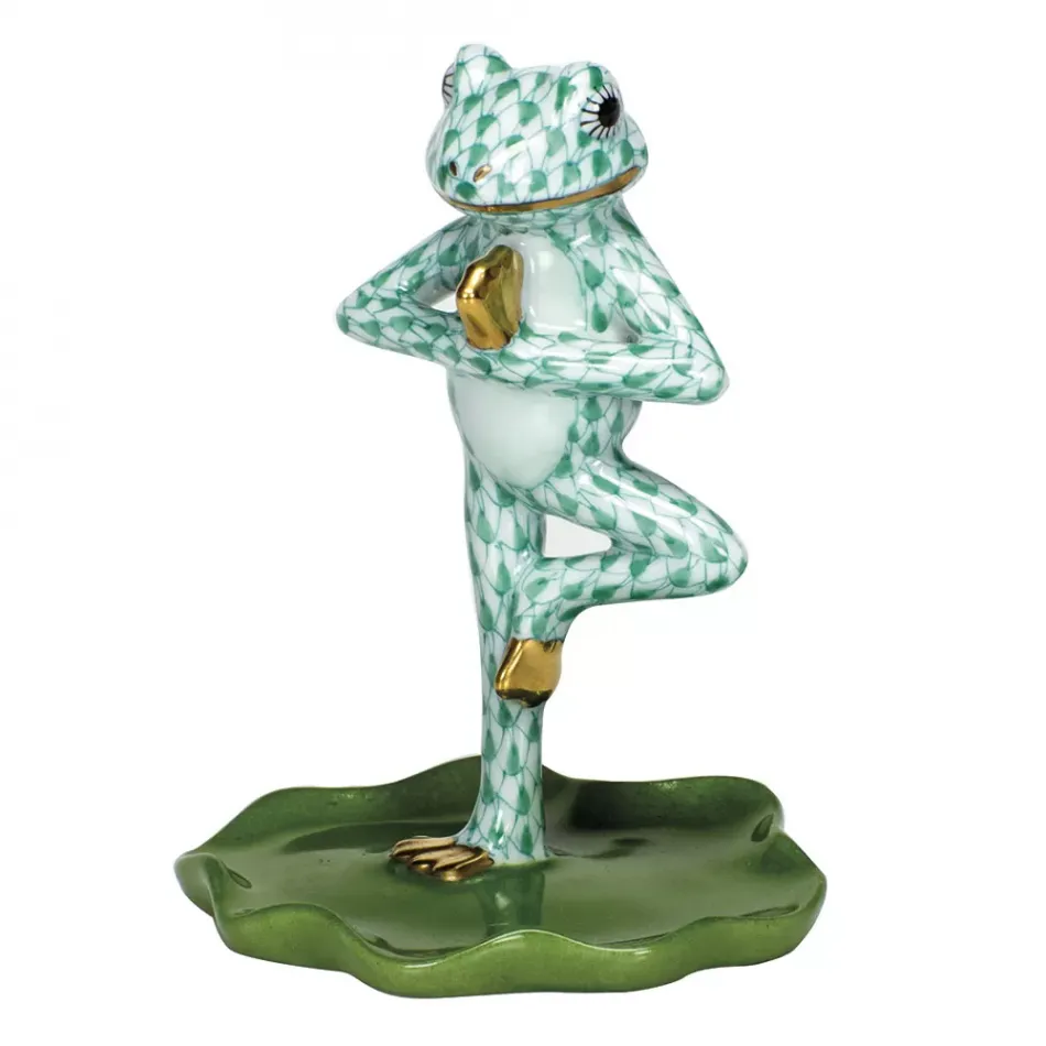 Yoga Frog in Tree Pose Green 2.75 in L X 3.5 in H