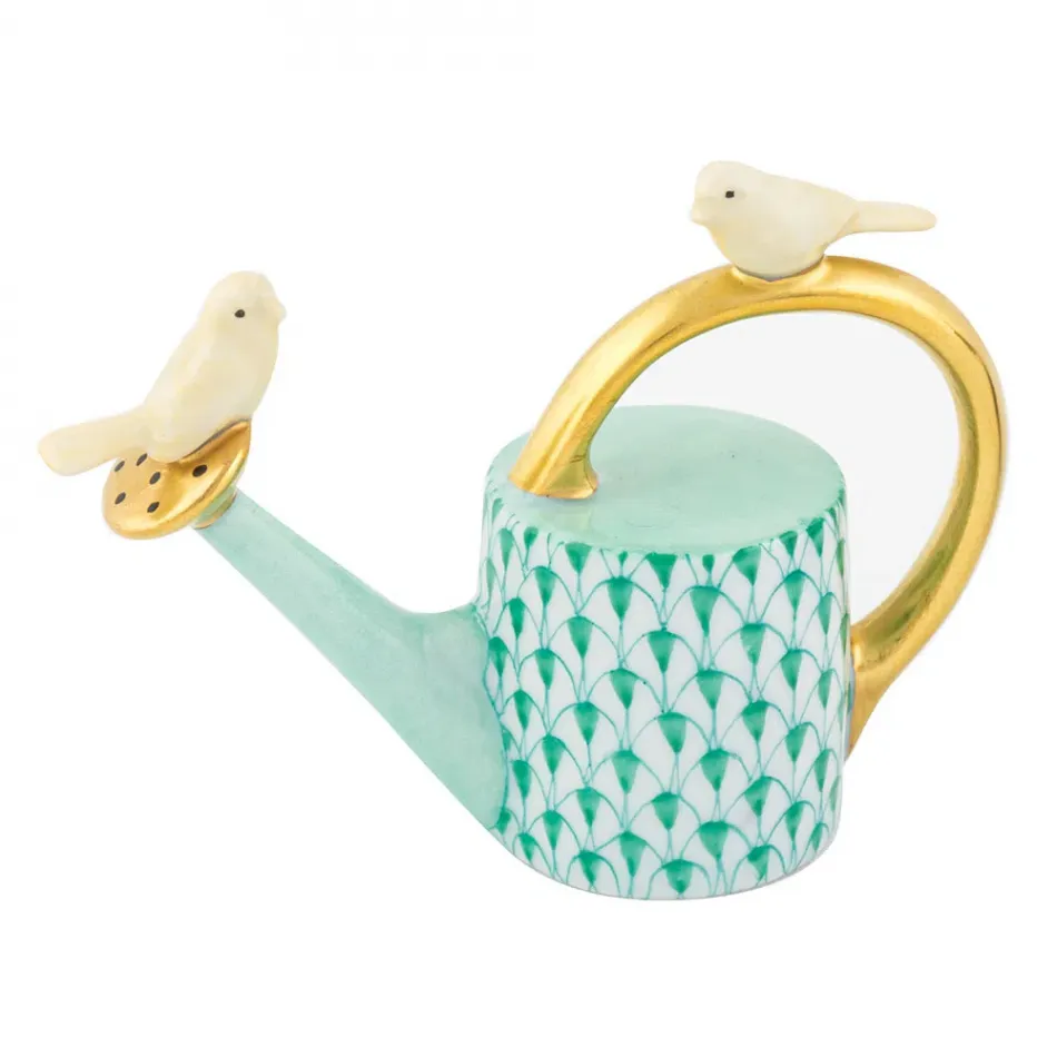 Watering Can With Birds Green 3.25 in L X 1.25 in W X 2.5 in H