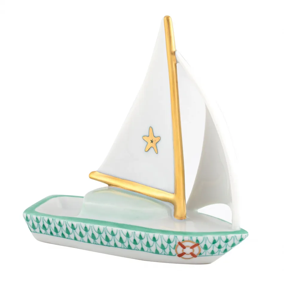 Sailboat At Sea Green 1.5 in L X 4 in W X 4.25 in H