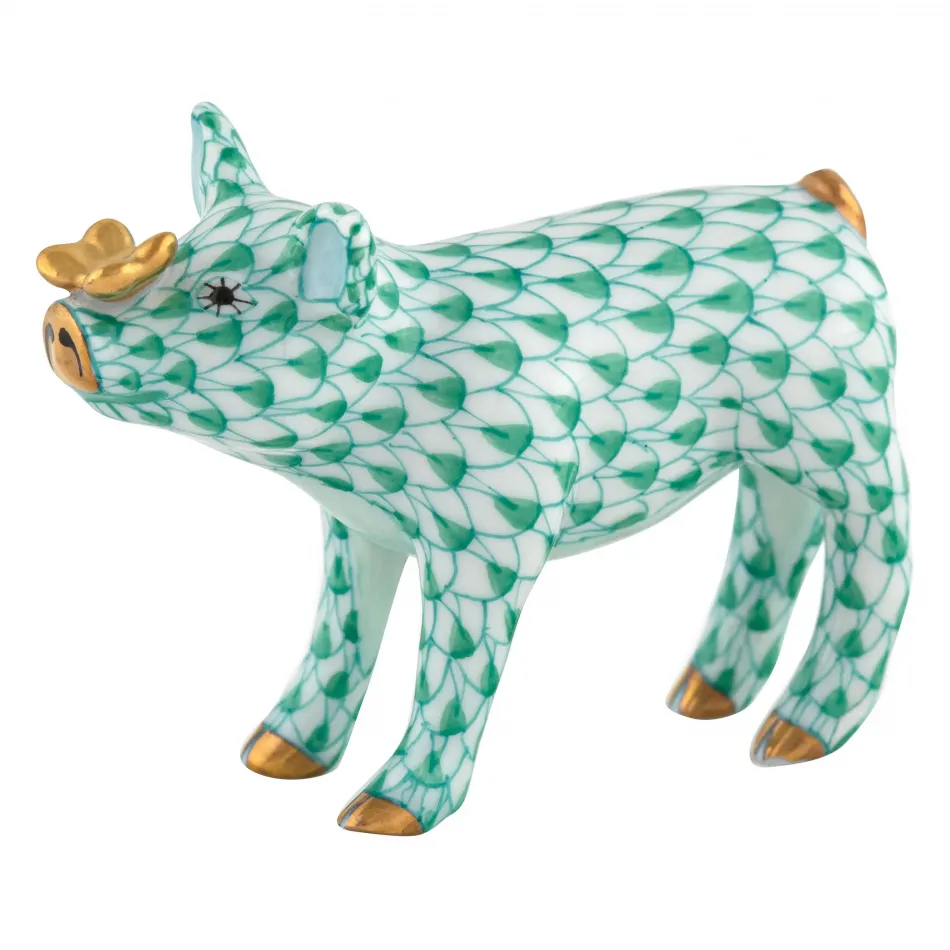 Pig With Butterfly Green 2.5 in L X 1 in W X 2 in H