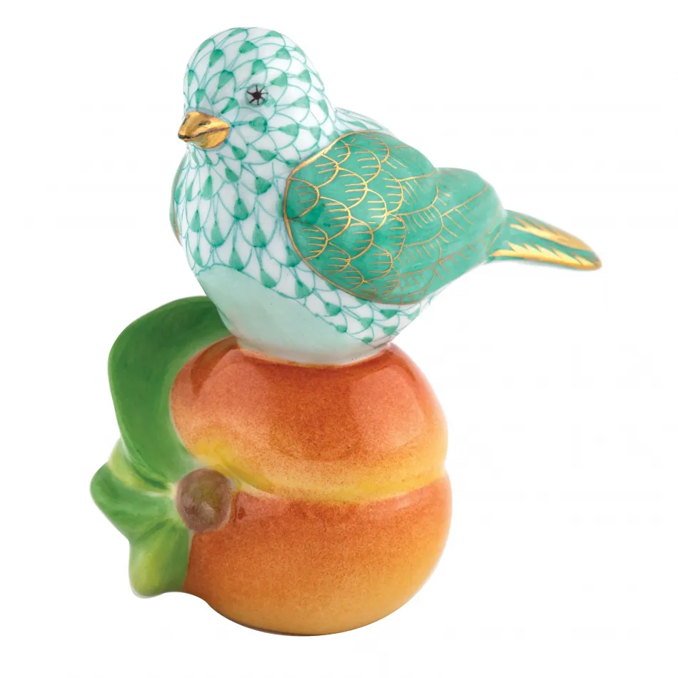 Bird On Peach Green 3 in L X 1.75 in W X 3.25 in H