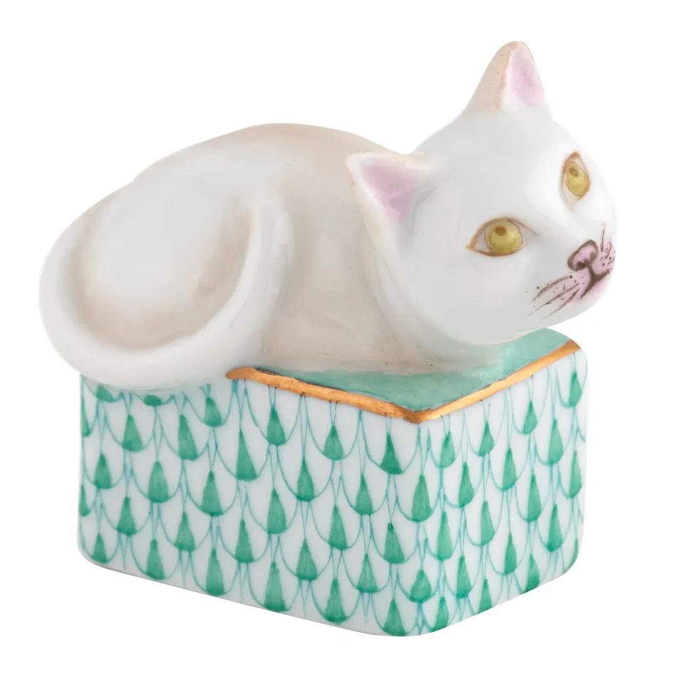 Cat in Box Green 2.25in L X 1.25in W X 2in H