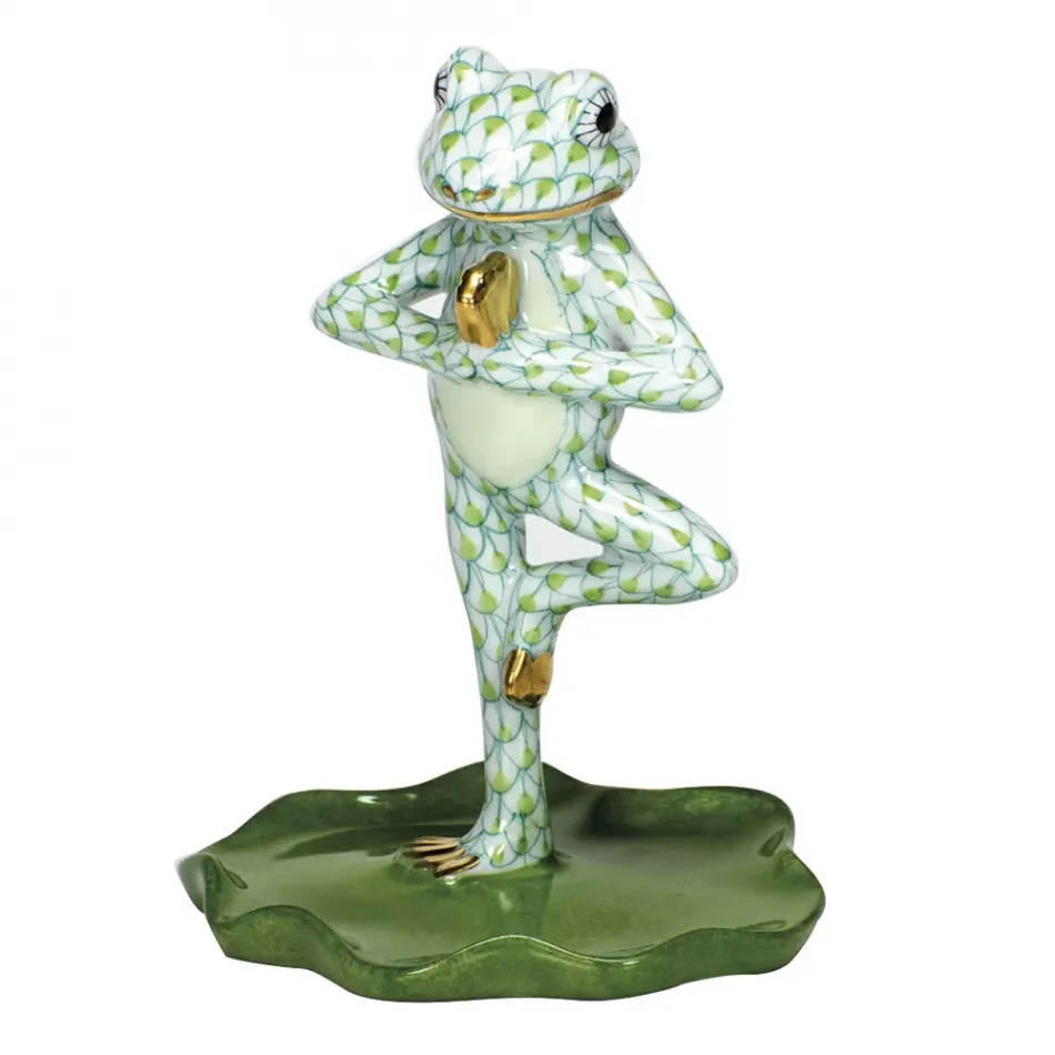 Yoga Frog in Tree Pose Key Lime 2.75 in L X 3.5 in H